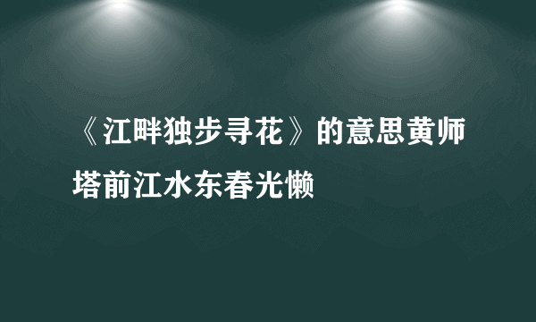 《江畔独步寻花》的意思黄师塔前江水东春光懒