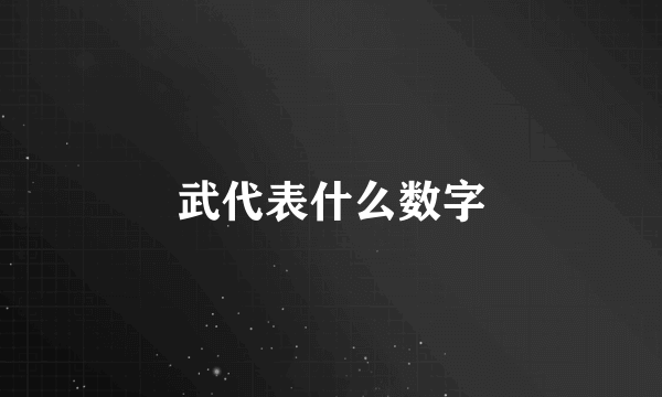 武代表什么数字