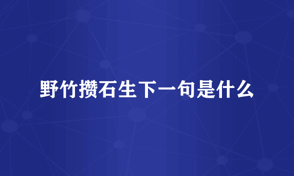 野竹攒石生下一句是什么