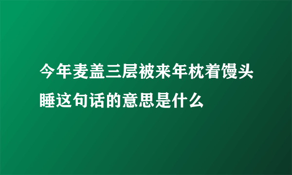 今年麦盖三层被来年枕着馒头睡这句话的意思是什么