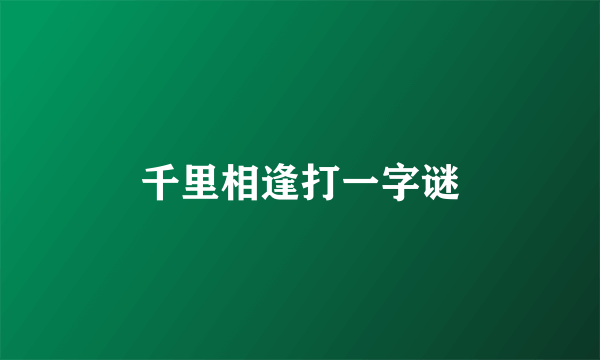千里相逢打一字谜