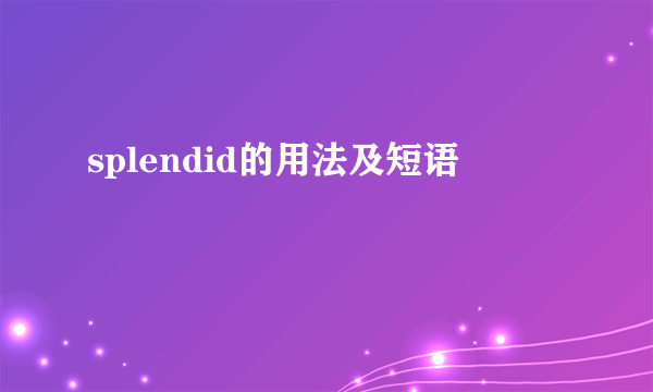 splendid的用法及短语