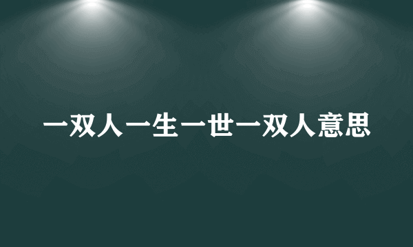 一双人一生一世一双人意思
