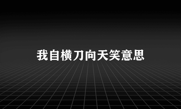 我自横刀向天笑意思