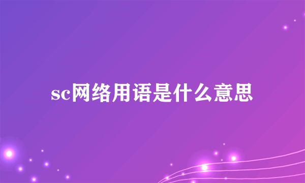 sc网络用语是什么意思