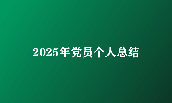 2025年党员个人总结