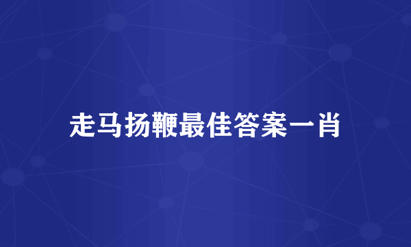 走马扬鞭最佳答案一肖