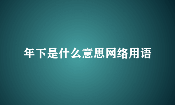 年下是什么意思网络用语