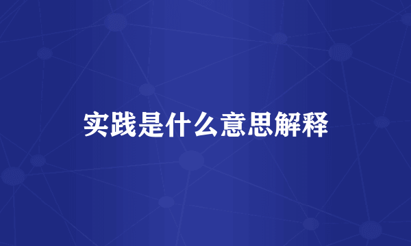 实践是什么意思解释
