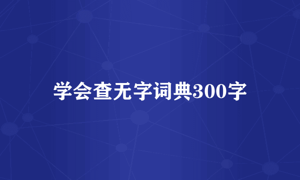 学会查无字词典300字