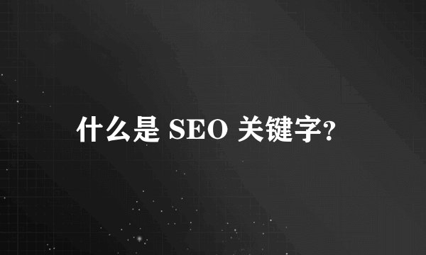 什么是 SEO 关键字？