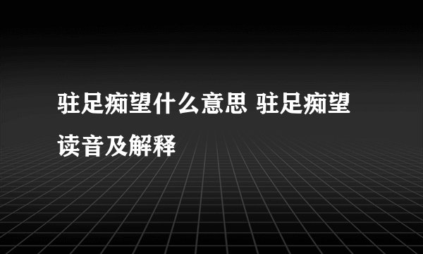 驻足痴望什么意思 驻足痴望读音及解释