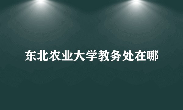 东北农业大学教务处在哪