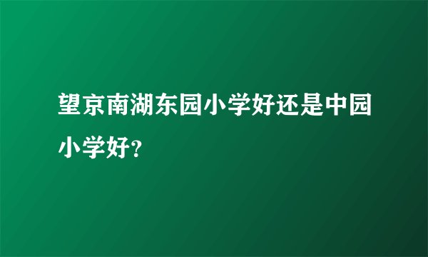 望京南湖东园小学好还是中园小学好？