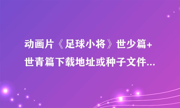 动画片《足球小将》世少篇+世青篇下载地址或种子文件，知道的告诉我，我一直在找。