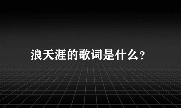 浪天涯的歌词是什么？