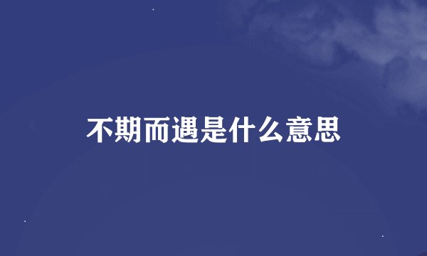不期而遇是什么意思
