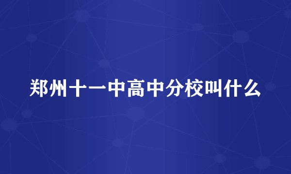 郑州十一中高中分校叫什么