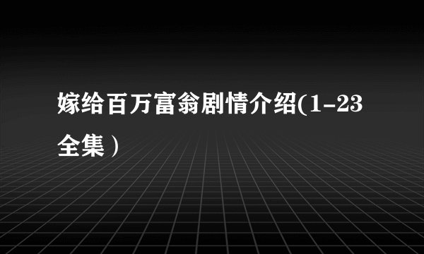 嫁给百万富翁剧情介绍(1-23全集）