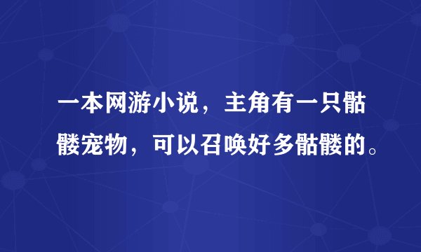 一本网游小说，主角有一只骷髅宠物，可以召唤好多骷髅的。
