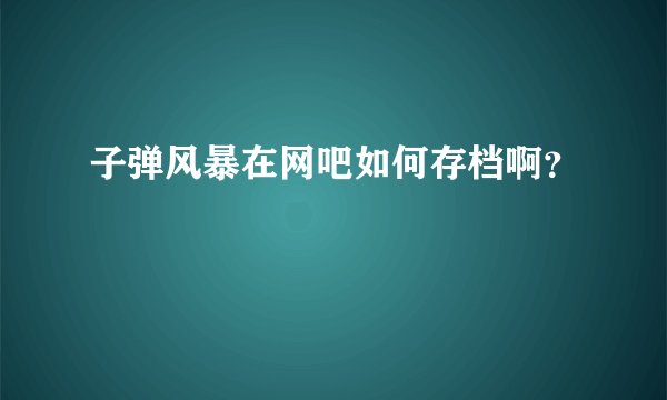 子弹风暴在网吧如何存档啊？