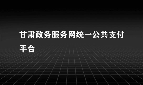 甘肃政务服务网统一公共支付平台