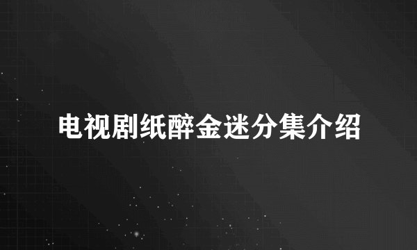 电视剧纸醉金迷分集介绍