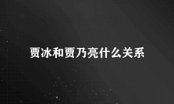 贾冰和贾乃亮什么关系