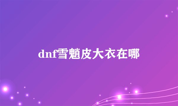 dnf雪魈皮大衣在哪