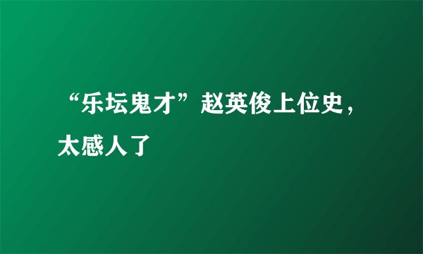 “乐坛鬼才”赵英俊上位史，太感人了