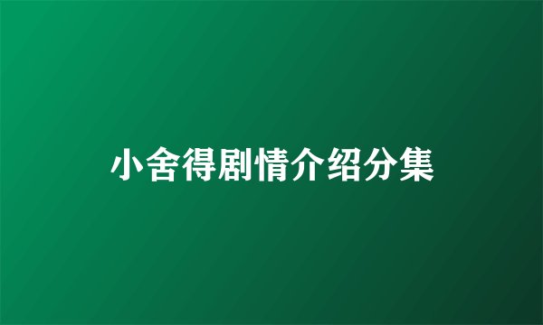 小舍得剧情介绍分集