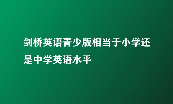 剑桥英语青少版相当于小学还是中学英语水平