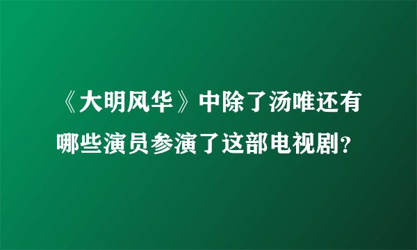 《大明风华》中除了汤唯还有哪些演员参演了这部电视剧？