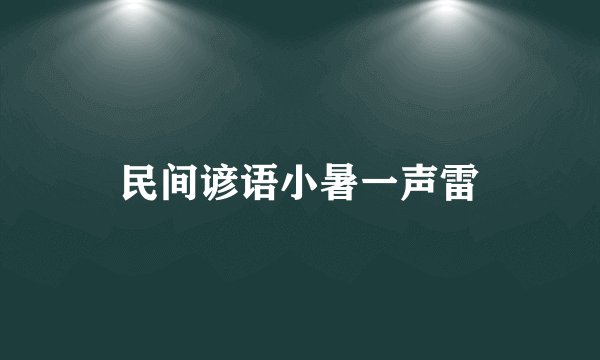 民间谚语小暑一声雷