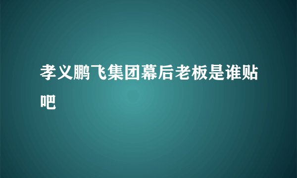 孝义鹏飞集团幕后老板是谁贴吧