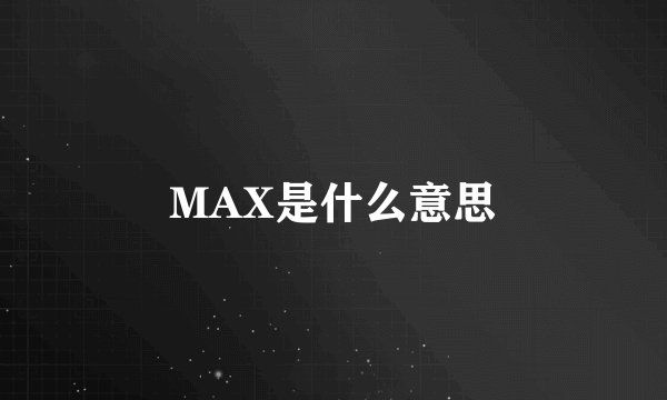 MAX是什么意思