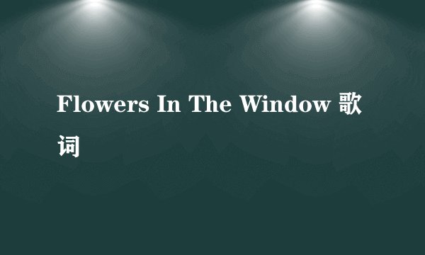 Flowers In The Window 歌词