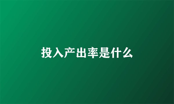 投入产出率是什么