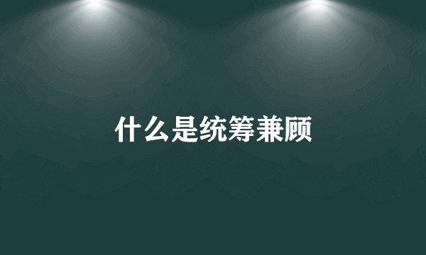 什么是统筹兼顾