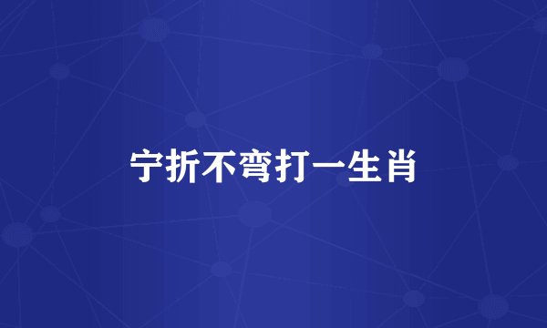 宁折不弯打一生肖