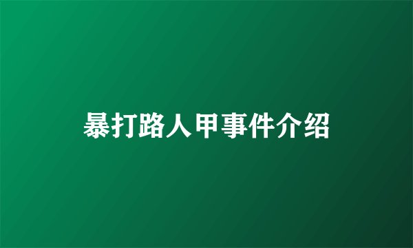 暴打路人甲事件介绍