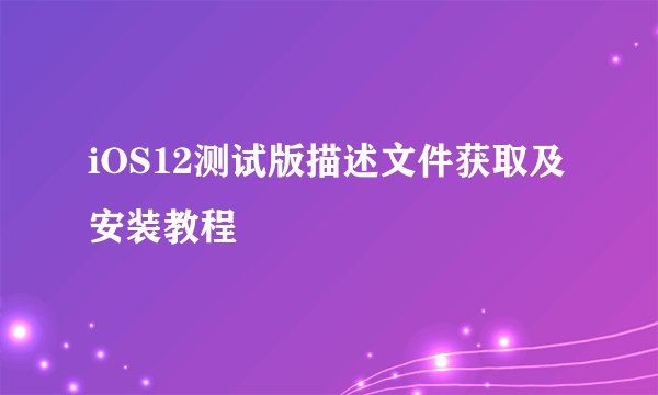 iOS12测试版描述文件获取及安装教程