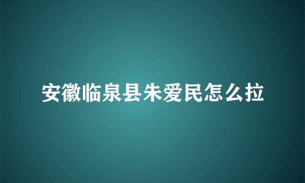 安徽临泉县朱爱民怎么拉