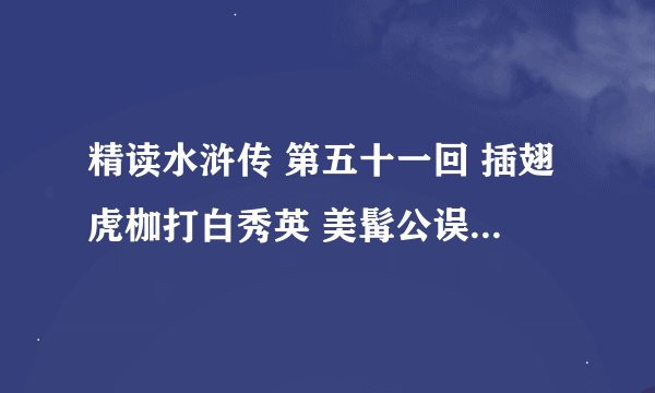 精读水浒传 第五十一回 插翅虎枷打白秀英 美髯公误失小衙内