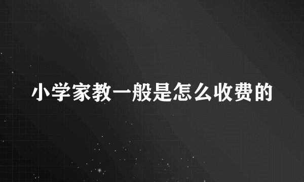 小学家教一般是怎么收费的