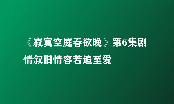 《寂寞空庭春欲晚》第6集剧情叙旧情容若追至爱