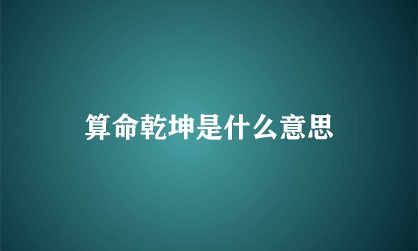 算命乾坤是什么意思