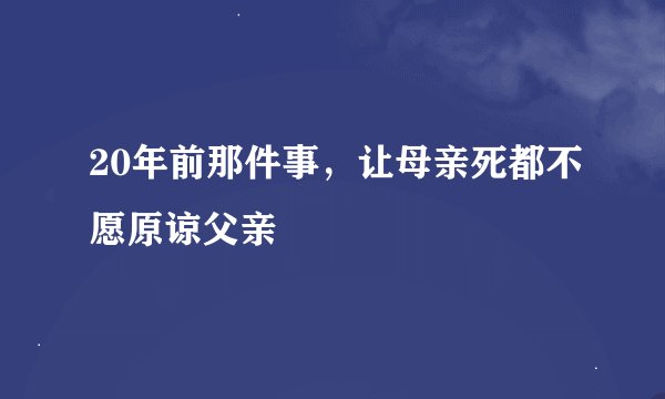 20年前那件事，让母亲死都不愿原谅父亲