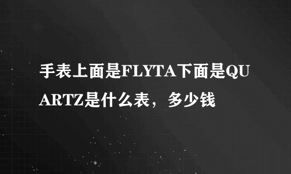 手表上面是FLYTA下面是QUARTZ是什么表，多少钱