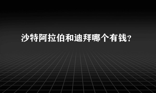 沙特阿拉伯和迪拜哪个有钱？